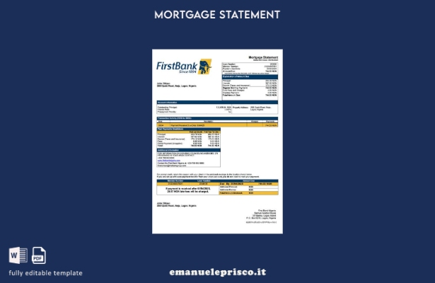 stile verificato Dichiarazione di mutuo della Nigeria First Bank Nigeria Modello